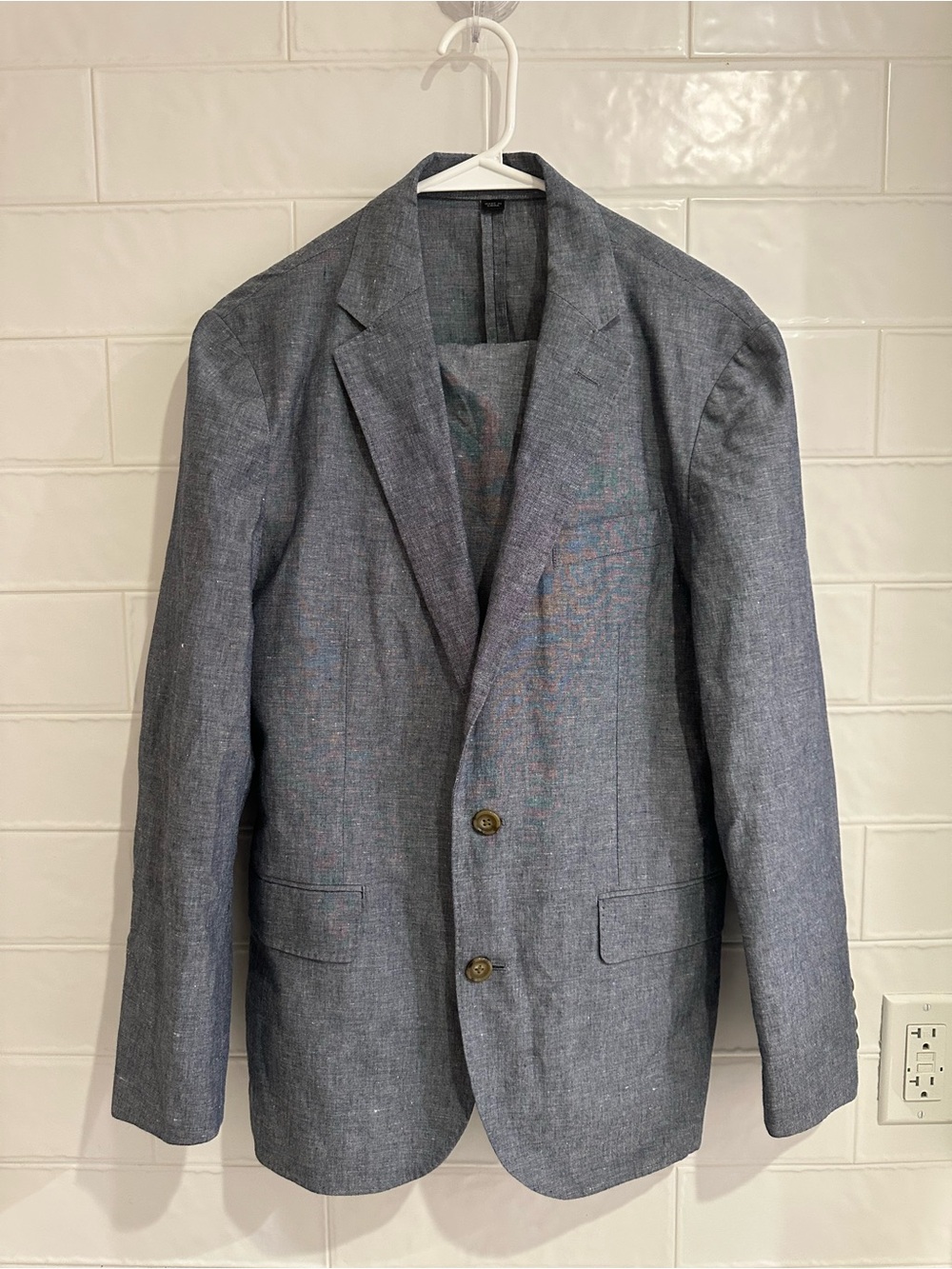 J.Crew Ludlow Suit Mens 36S Unstructured Slim Fit Somelos Linen Blend 30x28 Blue